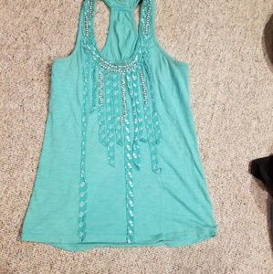 Beaded Turquoise Racerback Tank